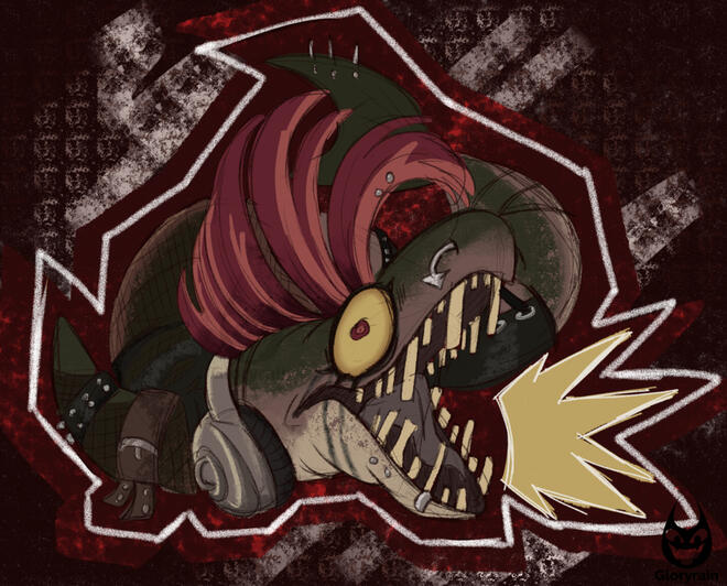 A more unhinged style drawing of the artist "TEETHFLAVOURED" salmonid Unregistered Hypercam 3