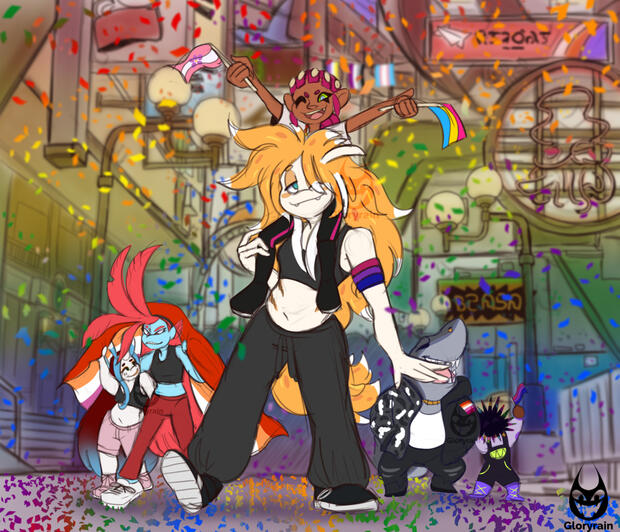 Pride in Splatsville with my splatoon ocs